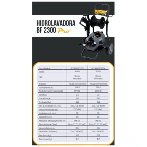 Hidrolavadora BF 2300 PRO 127V Buffalo Original