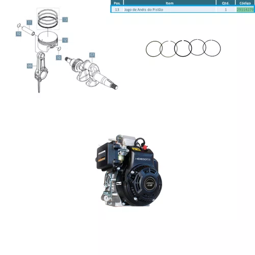 Jogo de Aneis COD: 29114279 P/ Motor a gasolina 165 4.0hp