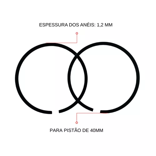 Jogo de Anéis Pistão para Roçadeira BR 43A  Branco