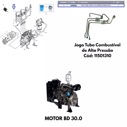 Jogo Tubo de Combustível 11501310 P/ Motor BD 30.0hp