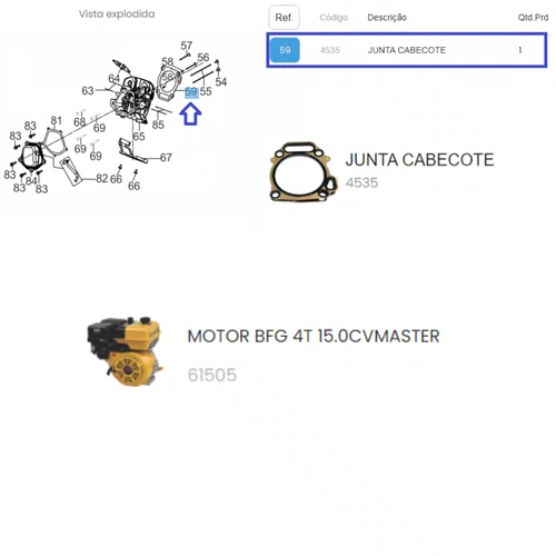 Junta Cabeçote para Motor BFG 4T 15.0cv Master Buffalo Cor:Única;Tamanho:Único