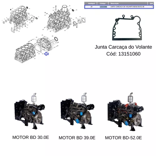 Junta Carcaça do Volante 13151060 P/ Motor BD 30.0 - Branco