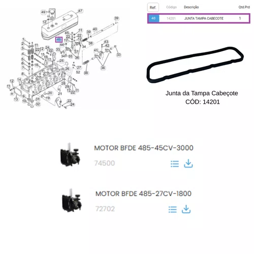 Junta da Tampa Cabeçote para Motor BFDE 485-27/45CV Buffalo