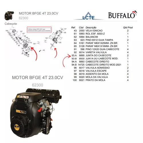Junta do Cabeçote P/ Motor BFGE 23.0cv Pro Buffalo - 8895