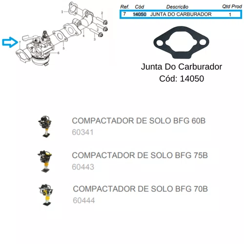 Junta do Carburador para Motor BFG 4.0hp Buffalo Original Cor:Única;Tamanho:Único