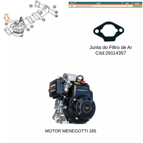 Junta do Filtro de Ar para Motor Menegotti 165 Menegotti