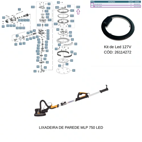 Kit de Led para Lixadeira de Parede MLP 750 Led - Menegotti