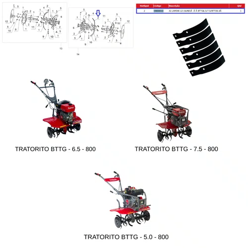 Kit Lâminas Lado Esquerdo Para Tratorito Bttg 6.5 - 19800015