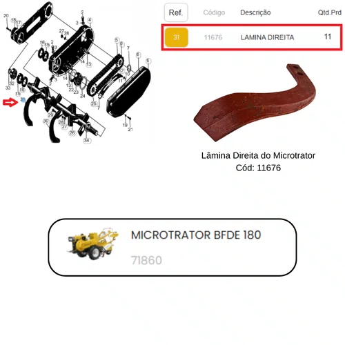 Lâmina Direita do Microtrator BFDE 180 - Buffalo Original