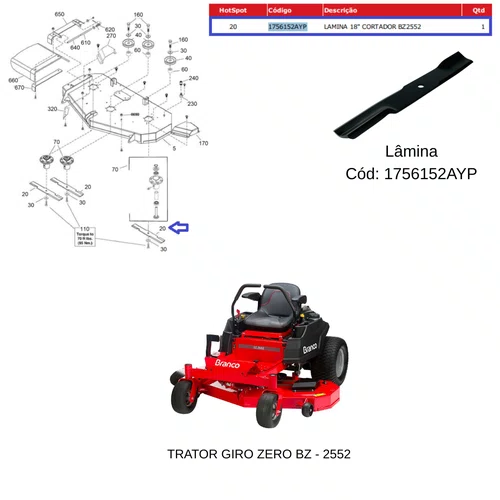 Lâminas LD Para Tratorito BTTG 6.5 Branco 19800010