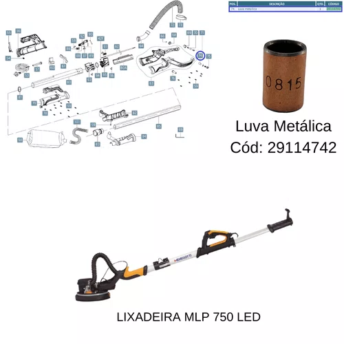 Luva Metálica para Lixadeira de Parede MLP750 Led Menegotti