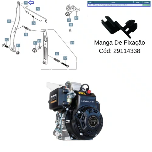 Manga de Fixação do Regulador Velocidade P/ Motor 165 4.0hp
