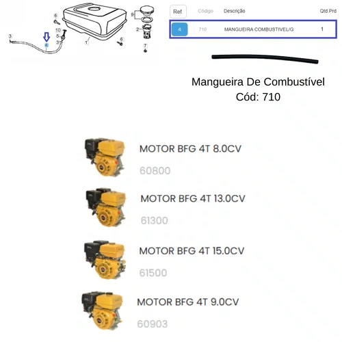 Mangueira de Combustivel Motor 8.0/13.0/15.0HP - 00710