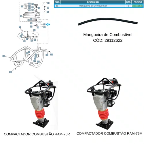 Mangueira de Combustível para Compactador RAM75R/M Menegotti