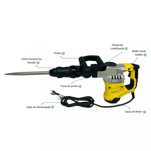 Martelo Rompedor MMR1300 15J 8KG Monofasico 220V Menegotti