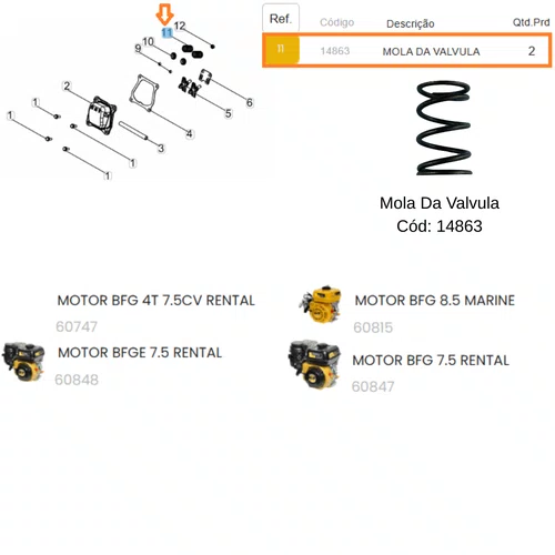 Mola Da Válvula P/ Motor BFG 7.5hp Rental Buffalo 14863