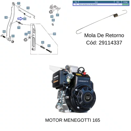 Mola de Retorno Afogador para Motor 165 a Gasolina Menegotti