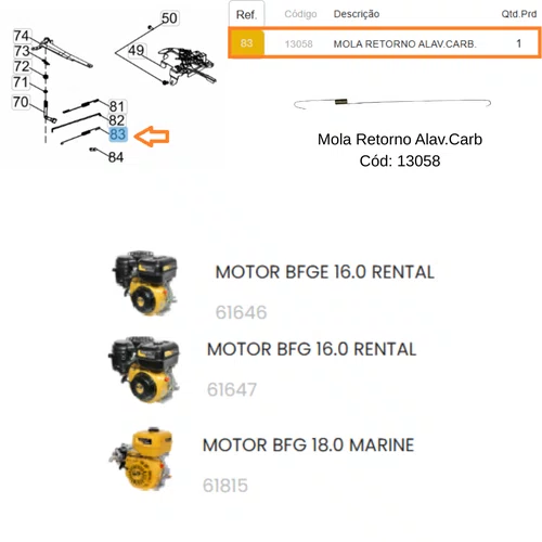 Mola de Retorno para Motor BFG 16.0cv Rental Buffalo