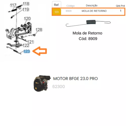 Mola de Retorno para Motor BFGE 23.0hp Pro Buffalo Original