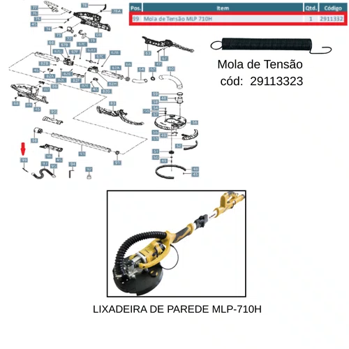 Mola de Tensão para Lixadeira de Parede MLP710H Menegotti