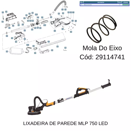 Mola do Eixo para Lixadeira de Parede MLP750 Led Menegotti