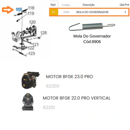 Mola do Retorno Afogador para Motor BFGE Buffalo Original