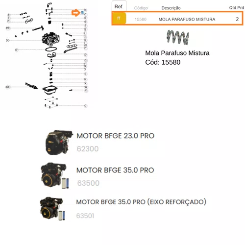 Mola Parafuso Mistura para Motor BFGE 23.0/35.0 PRO Buffalo