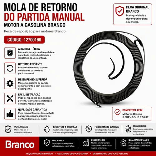 Mola Retrátil 6X0,7mm Do Motor B4T 2.8/3.0hp Branco 10811520 Cor:Única;Tamanho:Único