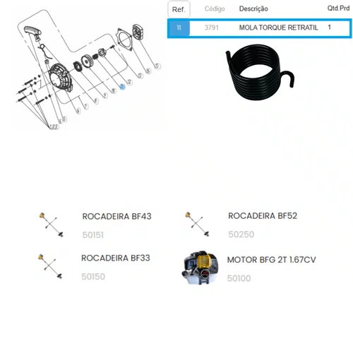 Mola Torque do Retratil para Roçadeira BF33 1.67cv Buffalo Cor:Única;Tamanho:Único