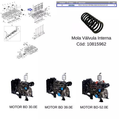 Mola Válvula Interna P/ Motor Diesel 30.0hp Branco 10815962