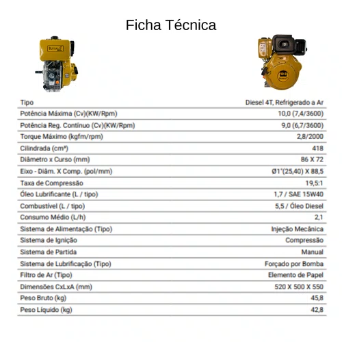 Motor Diesel 4T BFD 10.0 CV Partida Manual Buffalo Original