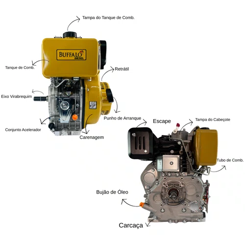 Motor Diesel 4T BFD 10.0 CV Partida Manual Buffalo Original