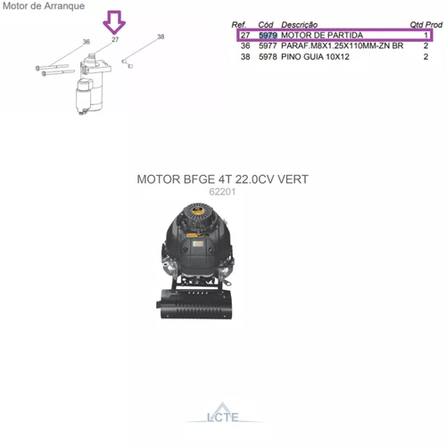 Motor de Partida para Motor BFGE 23.0cv PRO Buffalo Original