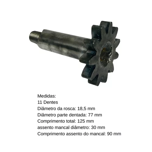 Pinhão Eixo 11 Dentes para Betoneiras 400/350L Menegotti