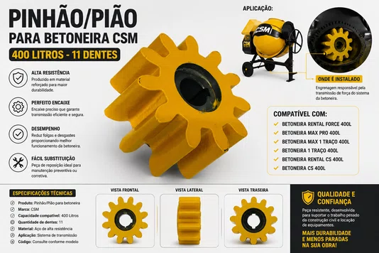 Pinhão Betoneira CSM 1Traço Super/Rental 400L30011827