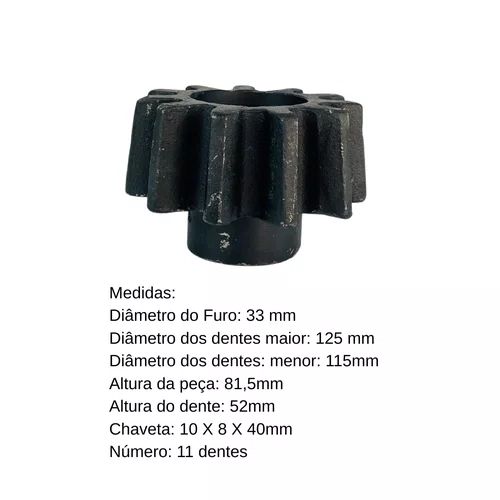 Pinhão Z11 para Betoneira 600 Litros Menegotti Original