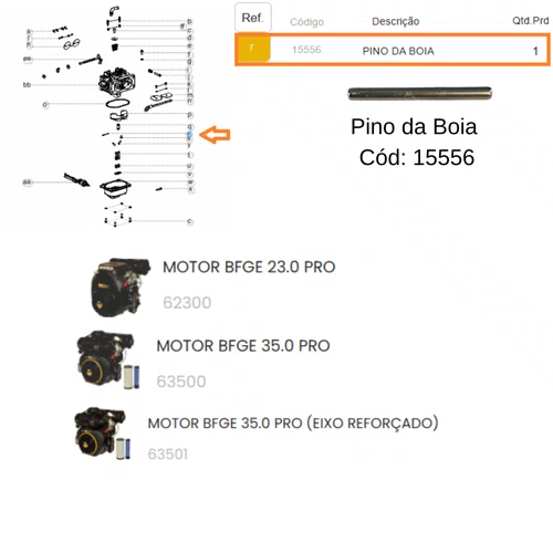 Pino da Boia para Motor Gasolina 23.0/35.0hp PRO Buffalo