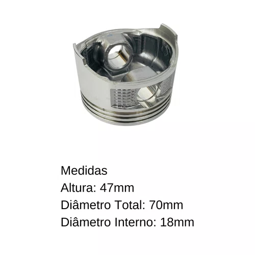 Pistão Standard 70mm para Motor á Gasolina 7.0HP - Buffalo