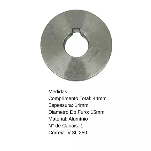 Polia Motora Aluminio 44x15mm Betoneira 120/150L Menegotti