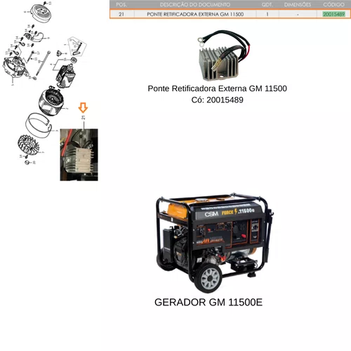 Ponte Retificadora Externa para Gerador GM11500E CSM Original