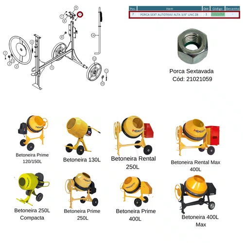 Porca Sextavada Autotravante Alta 3/8" UNC ZB - 21021059