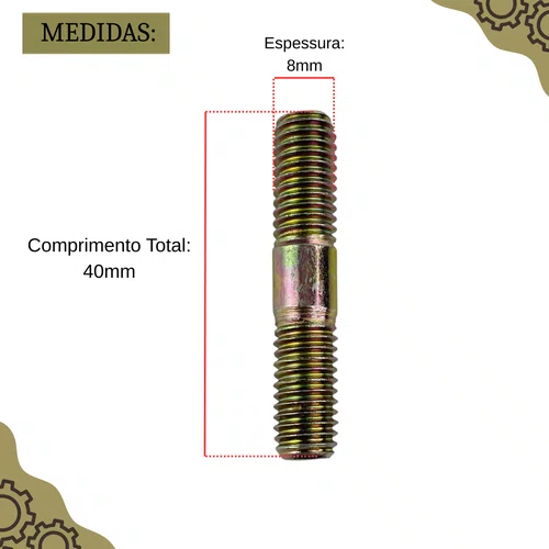Prisioneiro M8X1,25MMX40MM Para Motor 25.0E Branco 10110060