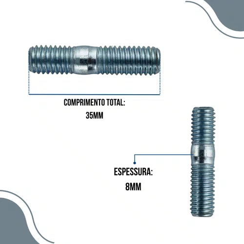 Prisioneiro M8X1,25X35MM P/ Motor B4T 3.0hp Branco 10101450