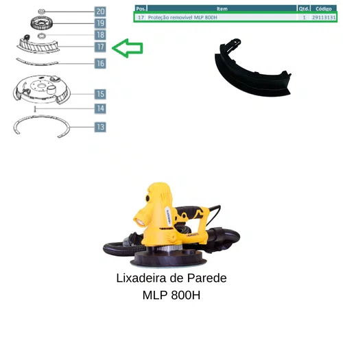 Proteção Removível Da Lixadeira De Parede MLP 800H - 29113131