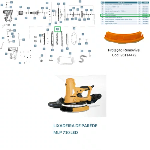 Proteção Removível Lixadeira de Parede MLP710LED Menegotti