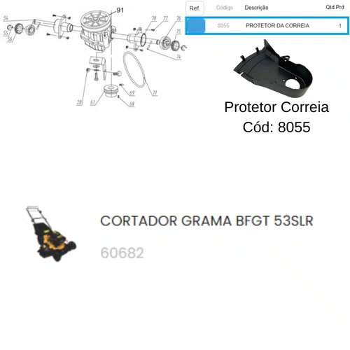 Protetor da Correia P/ Cortador de Grama BFGT 53SLR - 8055