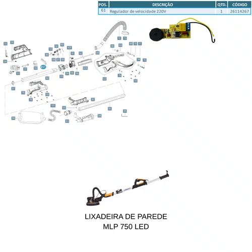 Regulador de Velocidade 220v Lixadeira Mlp750 Led Menegotti