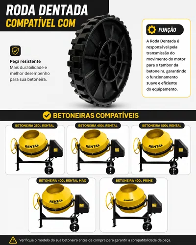 Roda de Plástico com Garra para Betoneira Menegotti