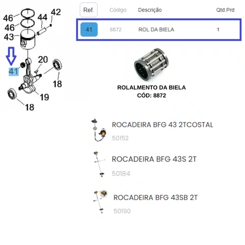 Rolamento da Biela para Roçadeira BFG 43S/43SB Buffalo