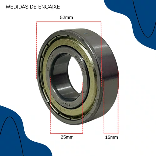Rolamento Esfera Radial 6205 Z para Betoneira 400 L 25x52x15